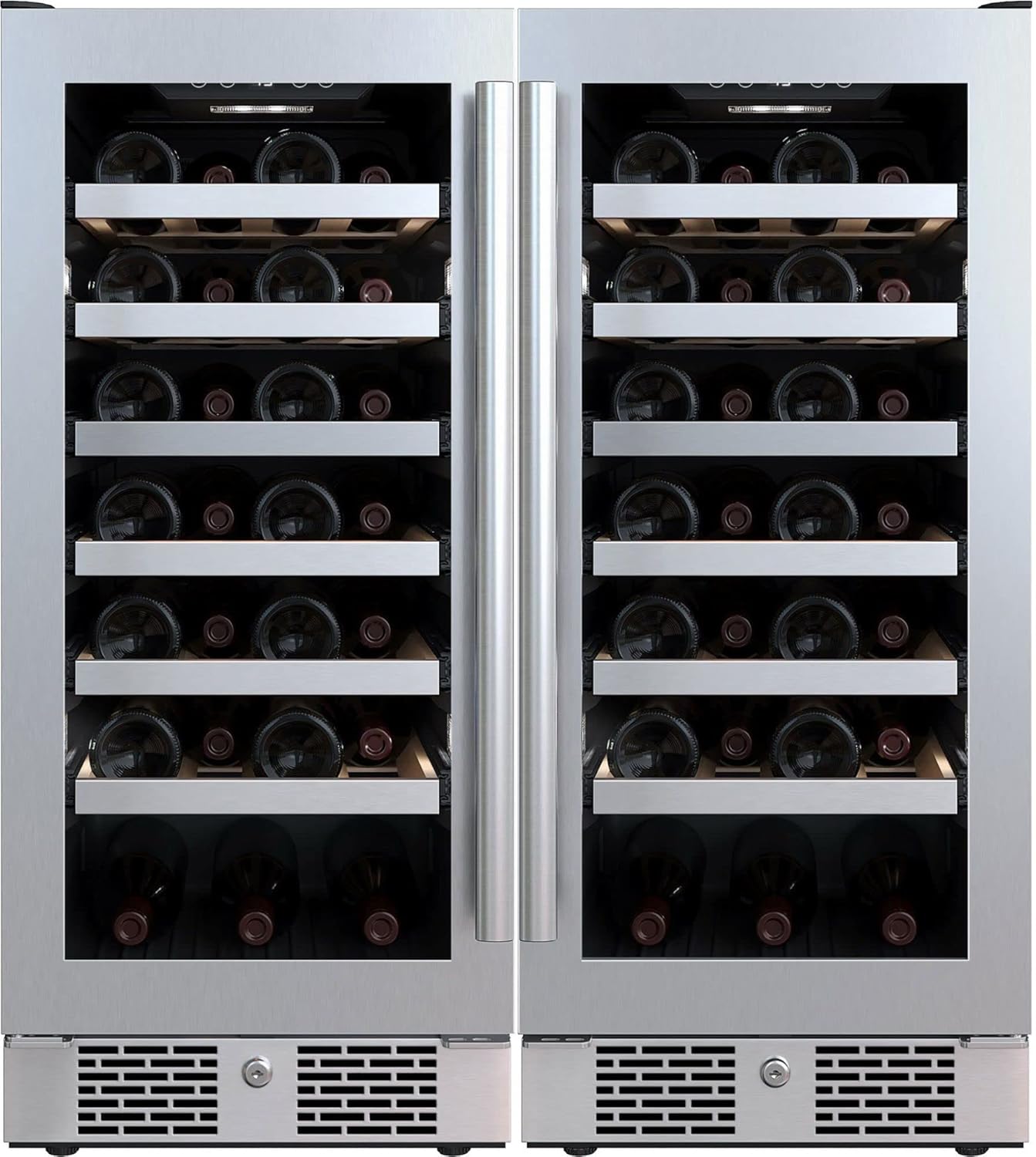 Avallon AWC152SZDUAL 30 Wide 54 Bottle Capacity Side-by-Side Wine Cooler with Door Locks and 2 Cooling Zones