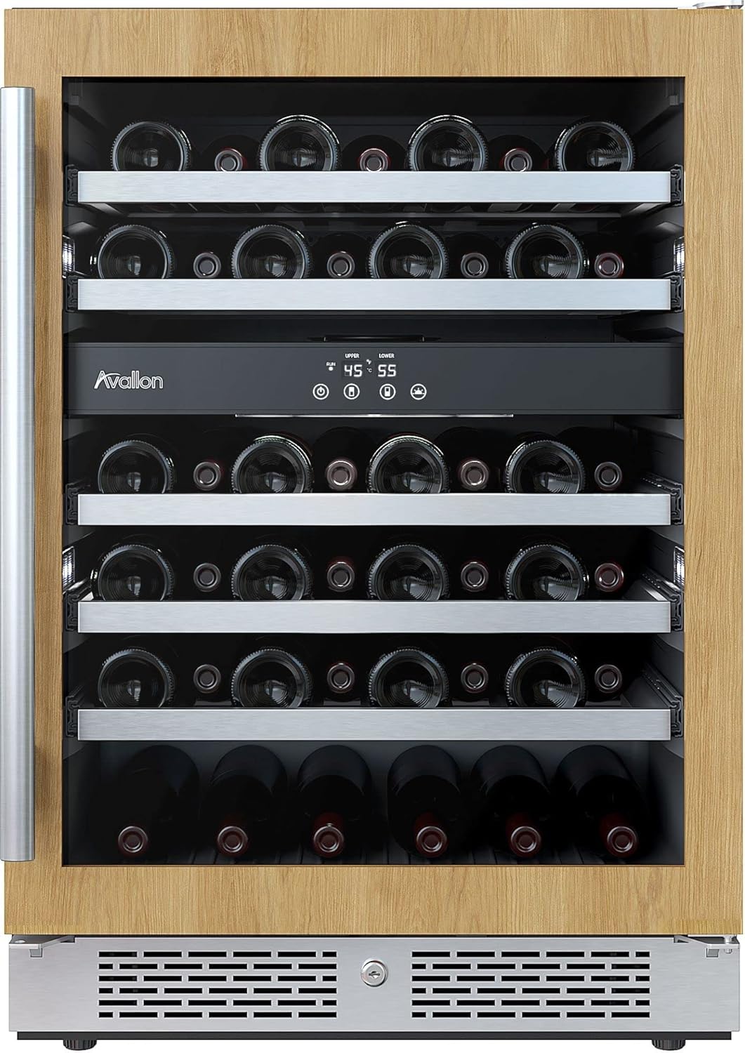 Avallon AWC242DPRGRH 24 Inch Wide 45 Bottle Capacity Dual Zone Wine Cooler with Right Swing Door